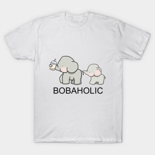 Cute Little Bobaholic Elephants Love Boba! T-Shirt